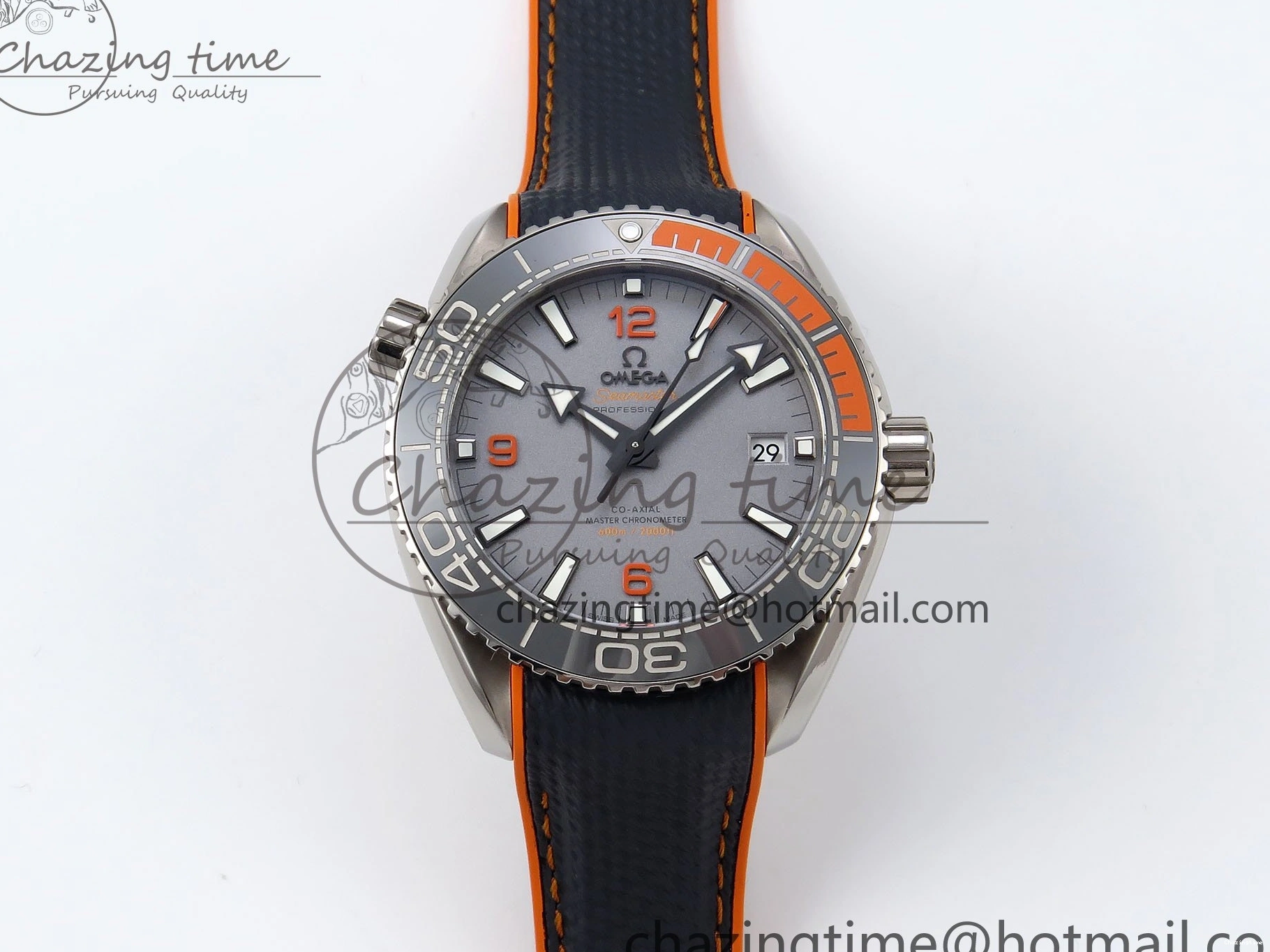0210 Comfortable Planet Ocean 43.5mm SS VSF 1:1 Best Edition Black Orange Bezel Gray Dial on Nylon Strap A8900 Super Clone V 7730